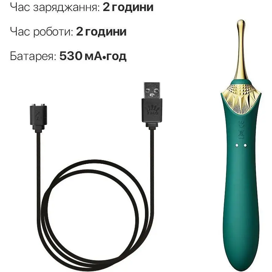 Вагинально-клиторальный вибратор Zalo Bess Turquoise Green многофункциональный с насадками - фото 6