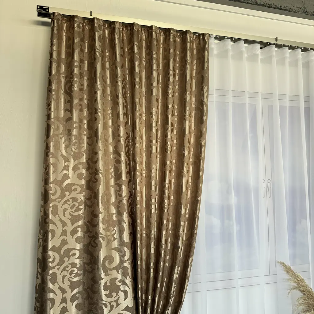 Штори жаккард "Вензель" кавовий150х270 см, 2шт, тасьма ALBO pbe0052940 - фото 3