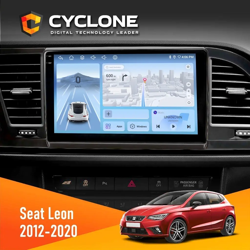 Штатна магнітола Seat Leon 2012-2020 Cyclone C9-012 4x64, DSP, 4G Cyclone (НФ-00008014)