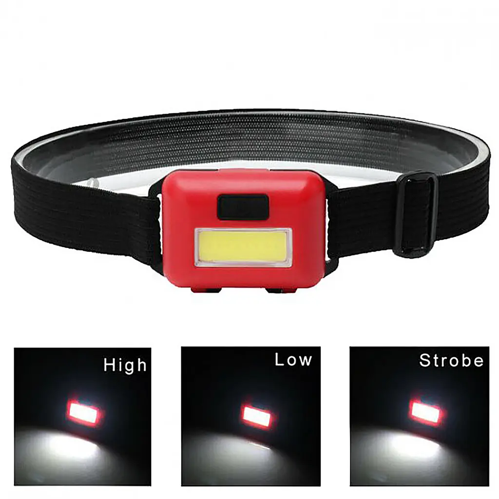 Светодиодный налобный фонарик COB 10W яркий свет от 3шт батарейки AAA фонарь на лоб, Yu Xin Красный 87647 - фото 2