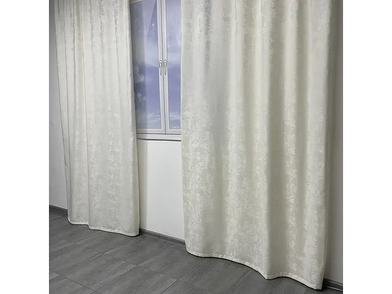 Мармурові жакардові штори молочного кольору на тасьмі 2шт. 150х270 ALBO pbe0052504 - фото 11