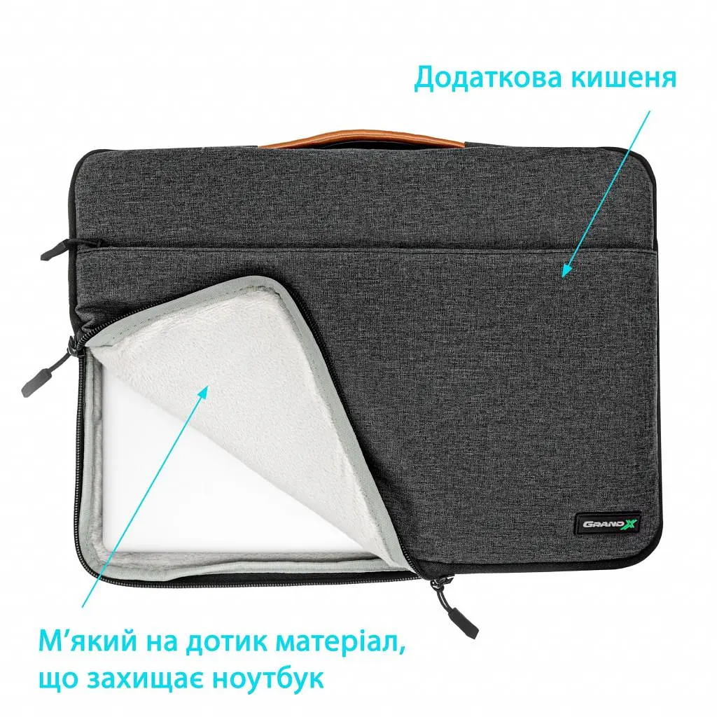 Чохол до ноутбука Grand-X 15'' SLX Dark Grey (SLX-15D) - фото 4