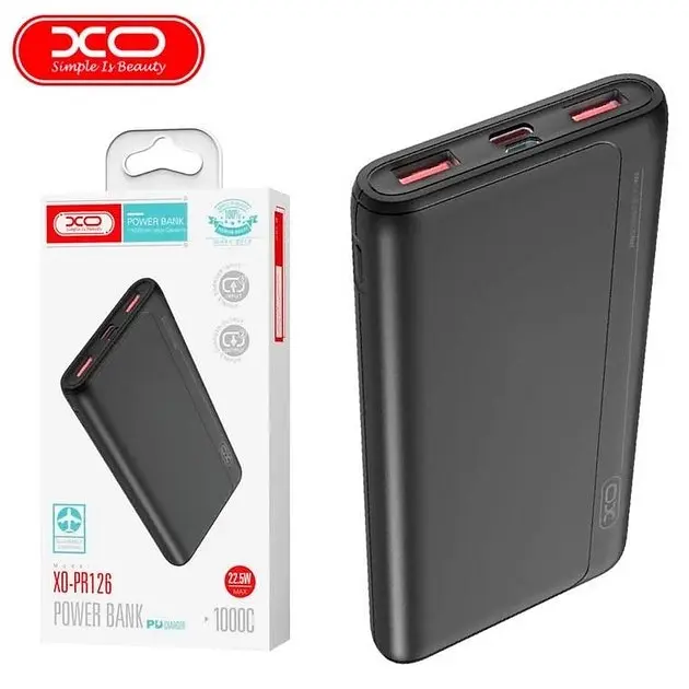 Портативный аккумулятор XO PR126 Power bank USB 22.5W+PD20W 10000mAh черный - фото 2