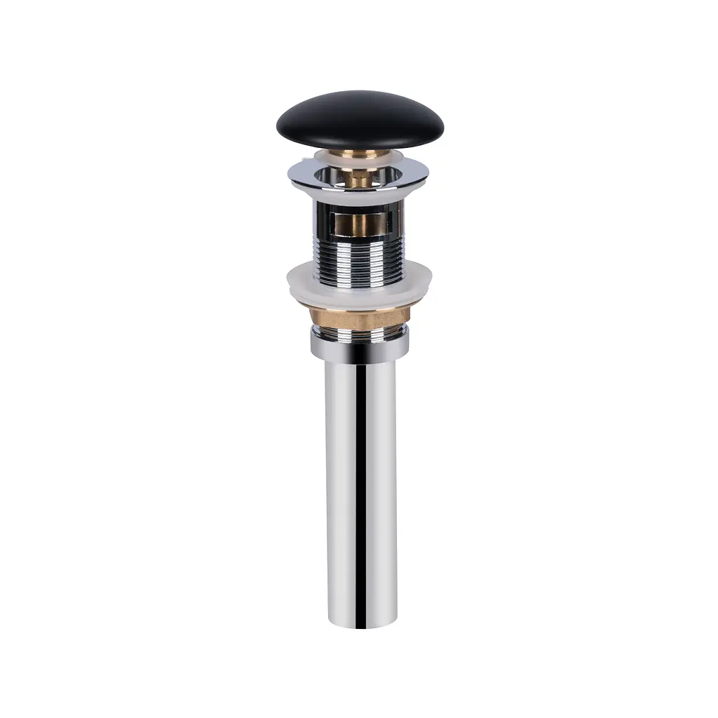 Донний клапан з переливом Qtap PU03O 70x70x227.5 Matt black, Чорний матовий - фото 2
