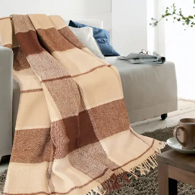 Плед Ярослав шерстяной 200х170 см коричневый с бежевым (40242) - фото 2