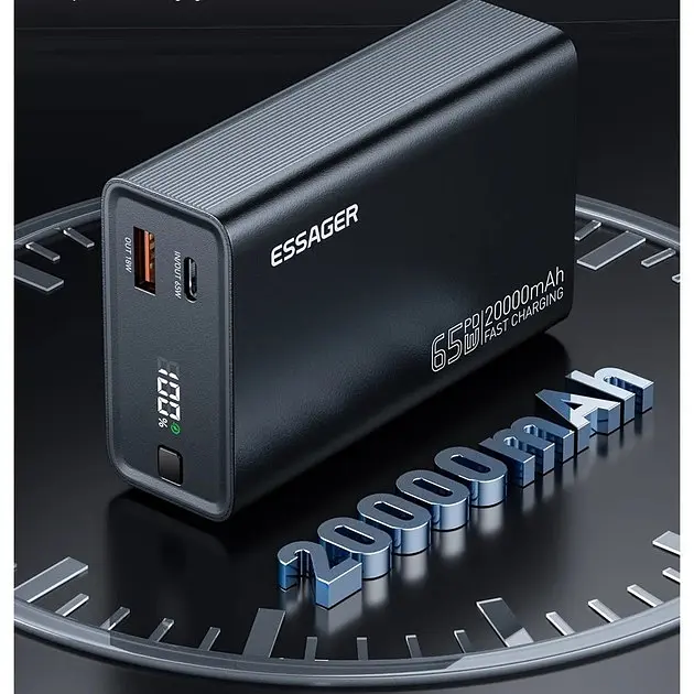 Портативний акумулятор Essager Power Bank 20000mAh 65w швидка зарядки для ноутбуків і телефонів - фото 5