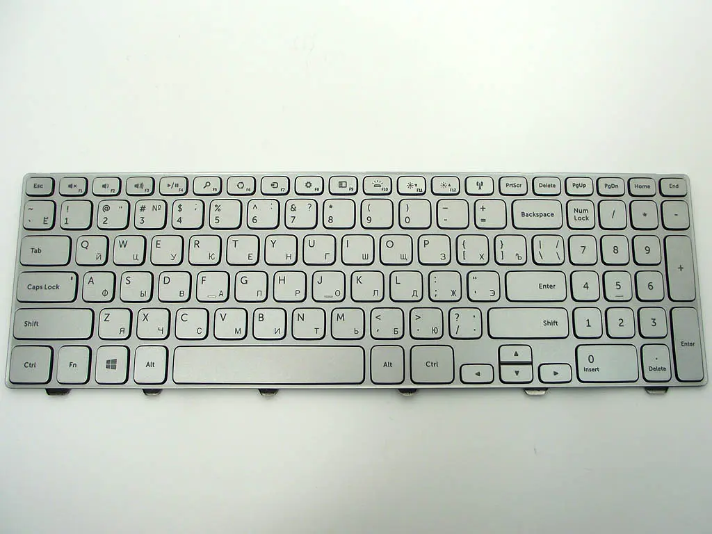 Клавіатура для DELL Inspiron 15-7000, 7537 Series (RU Silver з рамкою та підсвічуванням). Оригінал. - фото 3