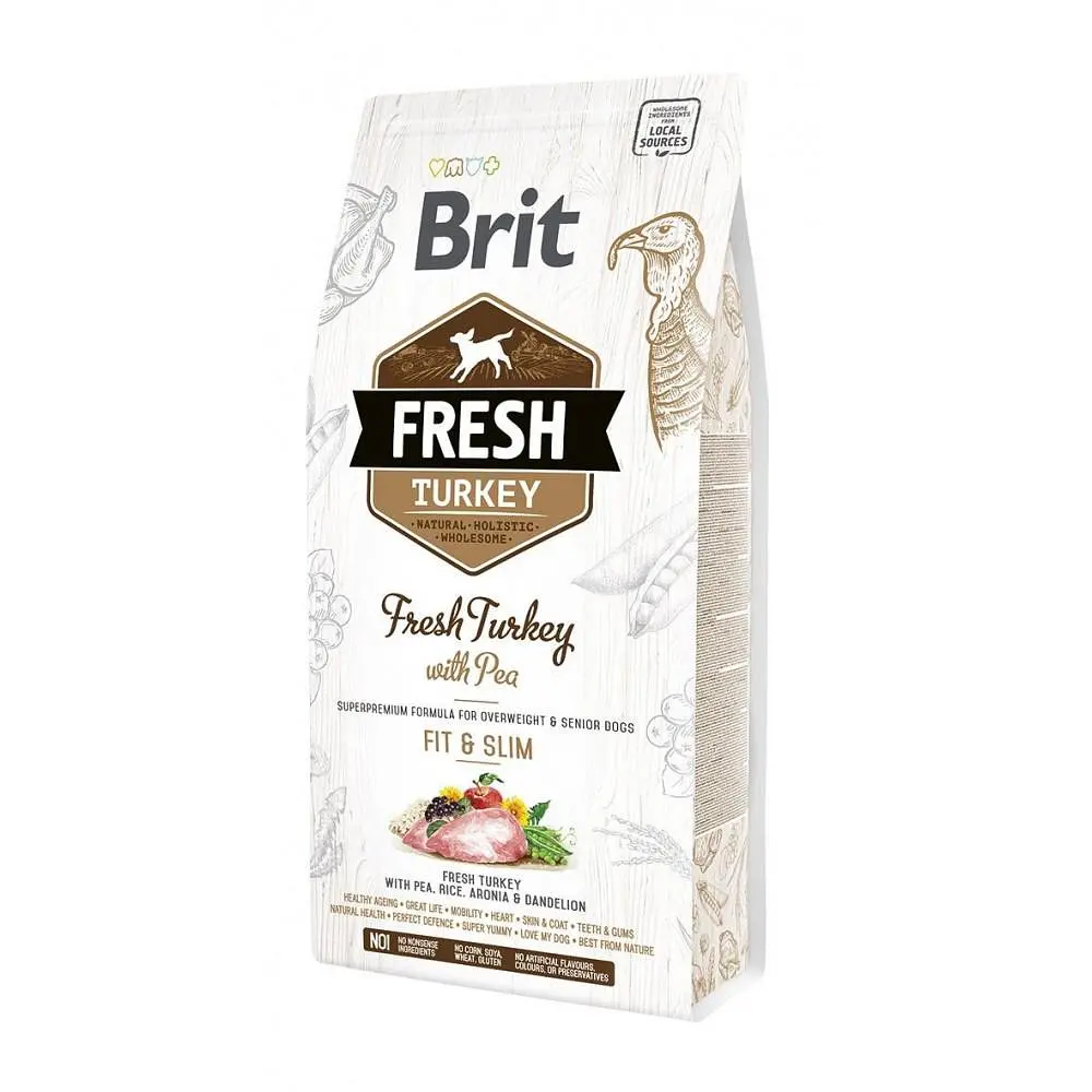 Сухий корм Brit Fresh для дорослих собак із зайвою вагою індичка та горох 2.5 кг (170996/530809)