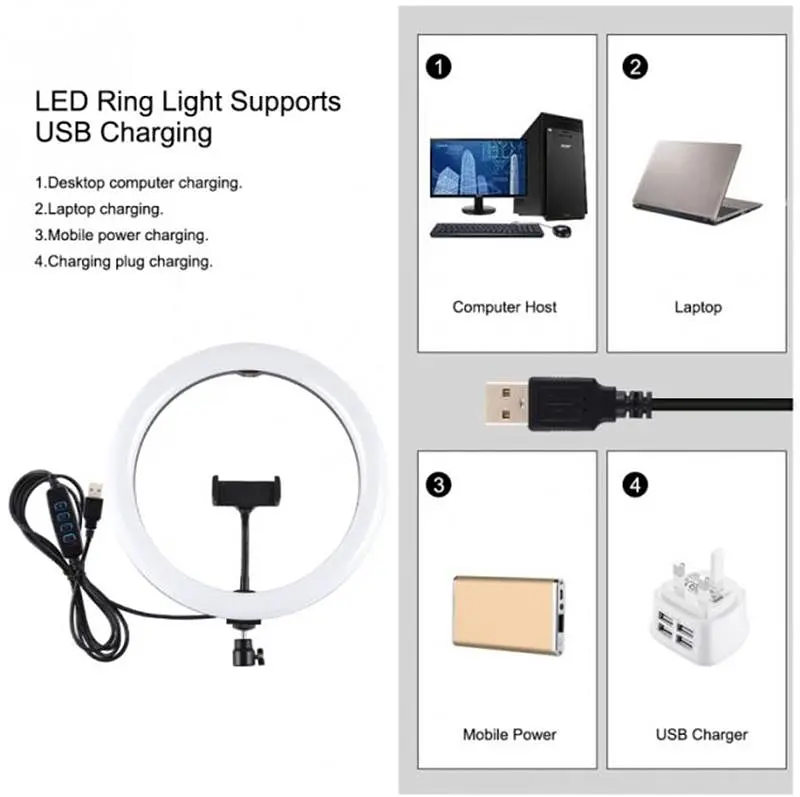 Кільцева USB LED лампа Puluz PKT3061B 11.8"+ штатив 1.65 м - фото 3