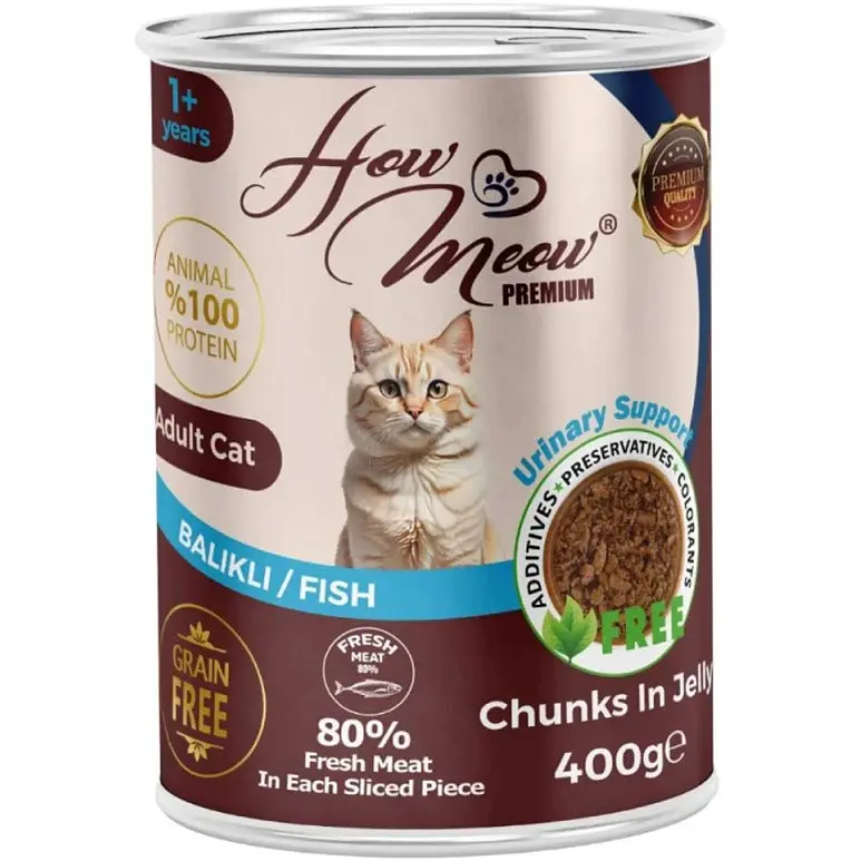Вологий корм для котів How Meow Adult Cat шматочки з рибою в соусі 400 г