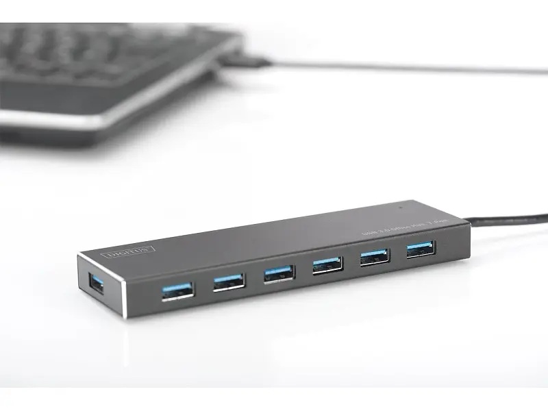 Мультипортовий адаптер Digitus Hub 7-port USB 3.0 SuperSpeed, Power Supply, Aluminum (DA-70241-1) - фото 8