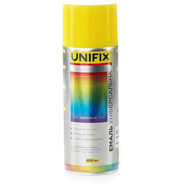 Фарба аерозольна UNIFIX 400мл жовтий акрилова універсальна RAL 1023