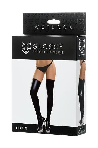 Панчохи Lotis Glossy Shiny Wetlook, S (чорний) - фото 3