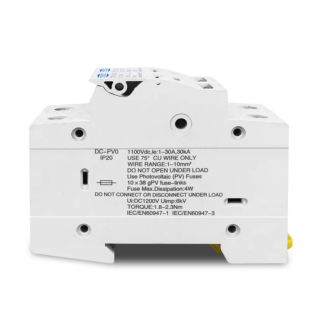 Тримач запобіжників DC TOMZN TOPV-32X 2P 1100V LED із встановленим запобіжником 32A, для сонячних панелей (19624) - фото 3