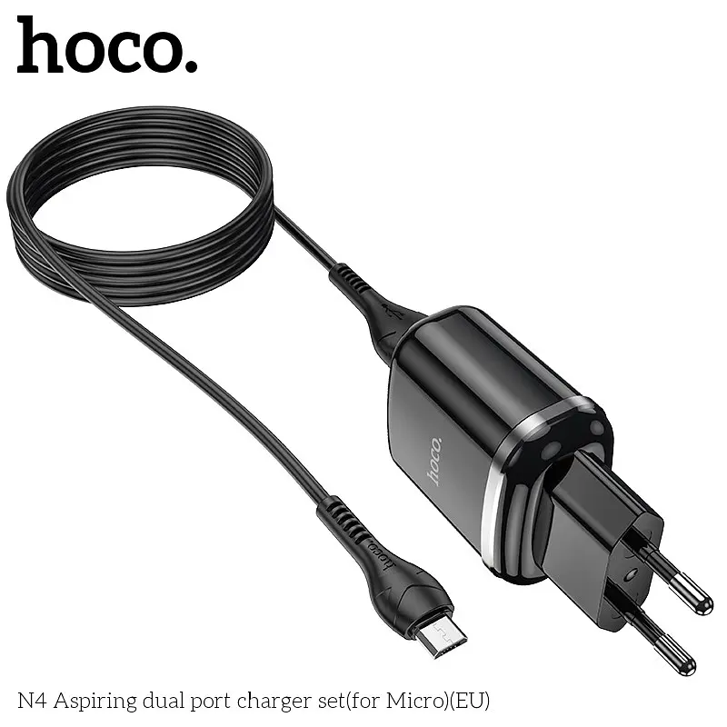 Адаптер HOCO Micro USB cable Aspiring dual port charger set N4 |2USB, 2.4A| - фото 2