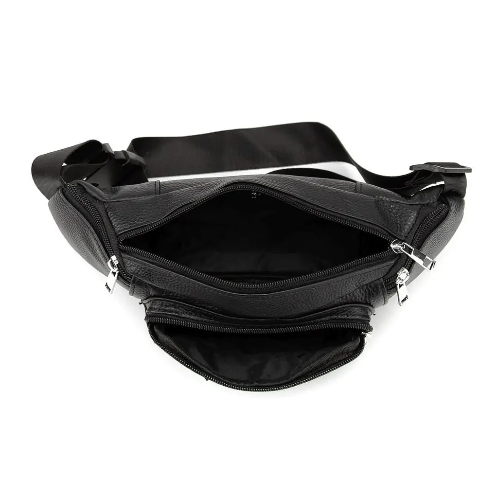 Містка шкіряна сумка на пояс чорна Tiding Bag M56-2030A - фото 2