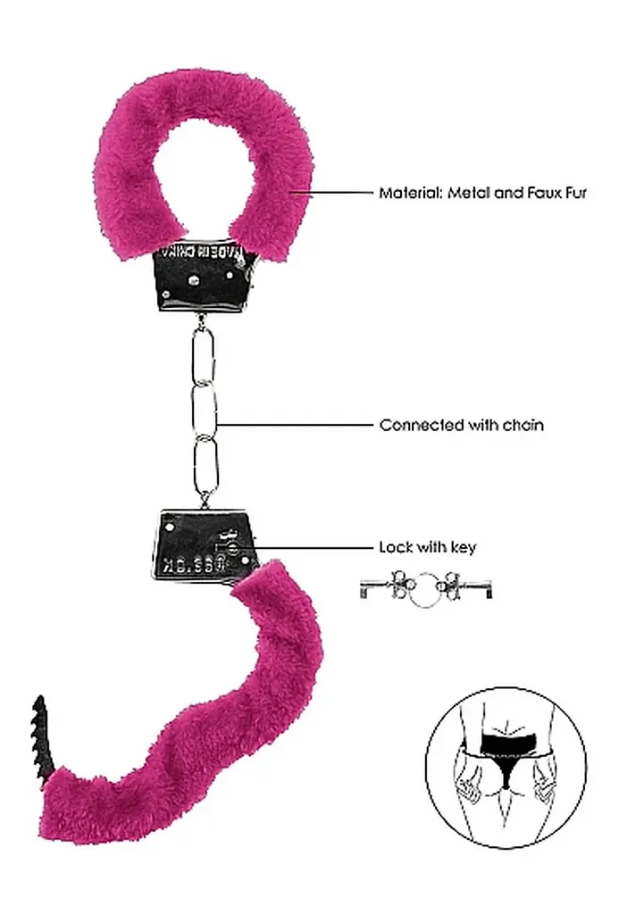 Наручники рожеві з хутром Ouch! Beginner's Handcuffs - фото 3