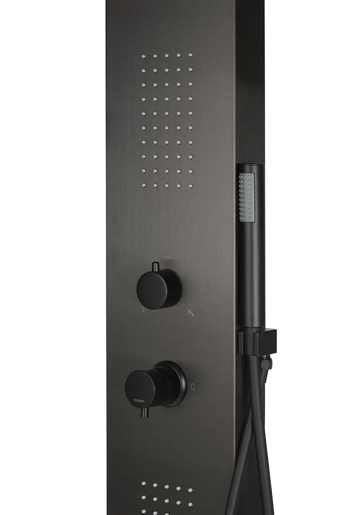 Душова панель Corsan Tugela black з виливом S029MBLW, Чорний матовий - фото 4