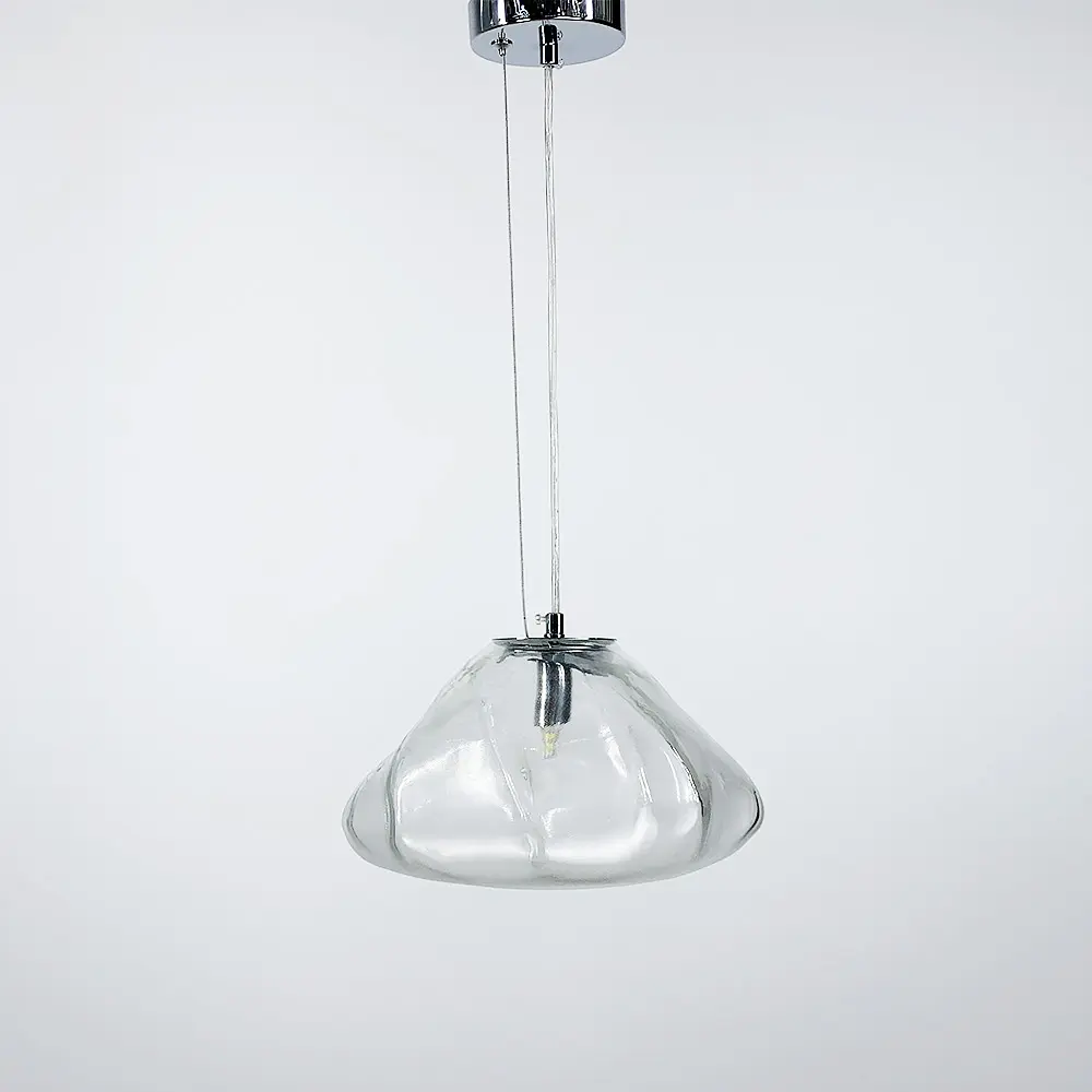 Скляний прозорий підвіс з легкими вигинами Ø 25 см | Line F | Арт. MJ82-250 CH - фото 5