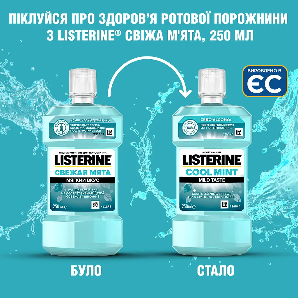Ополіскувач для ротової порожнини Listerine Свіжа м'ята М'який смак 250 мл - фото 11