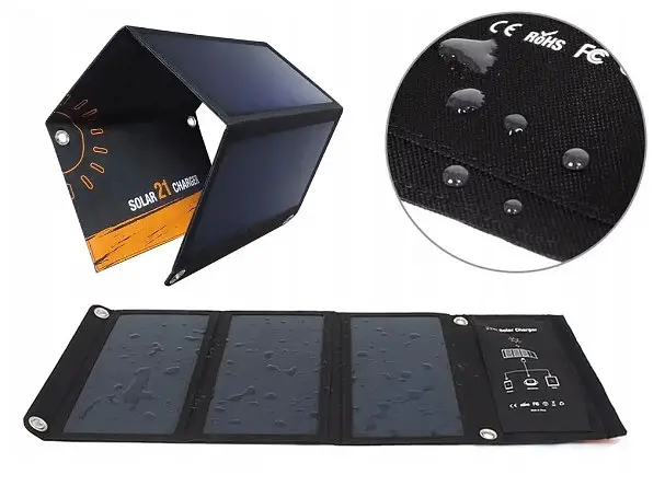 Солнечная панель Solar panel Y11020U 21W + 2xUSB Зарядное устройство (Черный) - фото 5