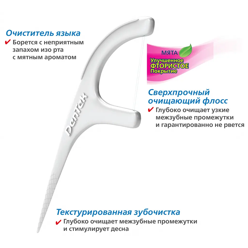 Флос-зубочистки DenTek Потрійне очищення 150 шт. (047700019055) - фото 4