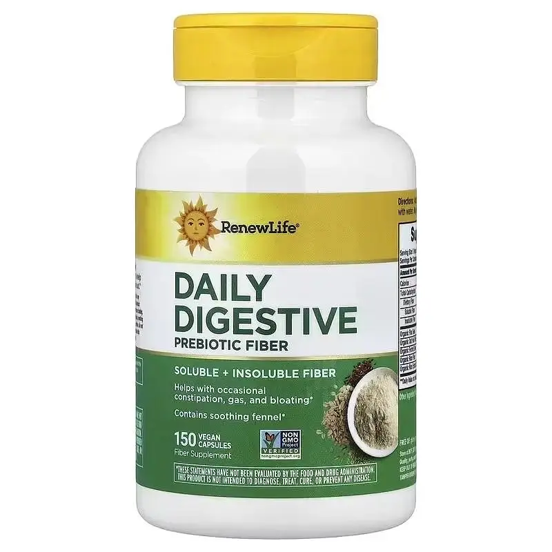 Клітковина для травлення Renew Life Daily Digestive Prebiotic Fiber 150 веганських капсул