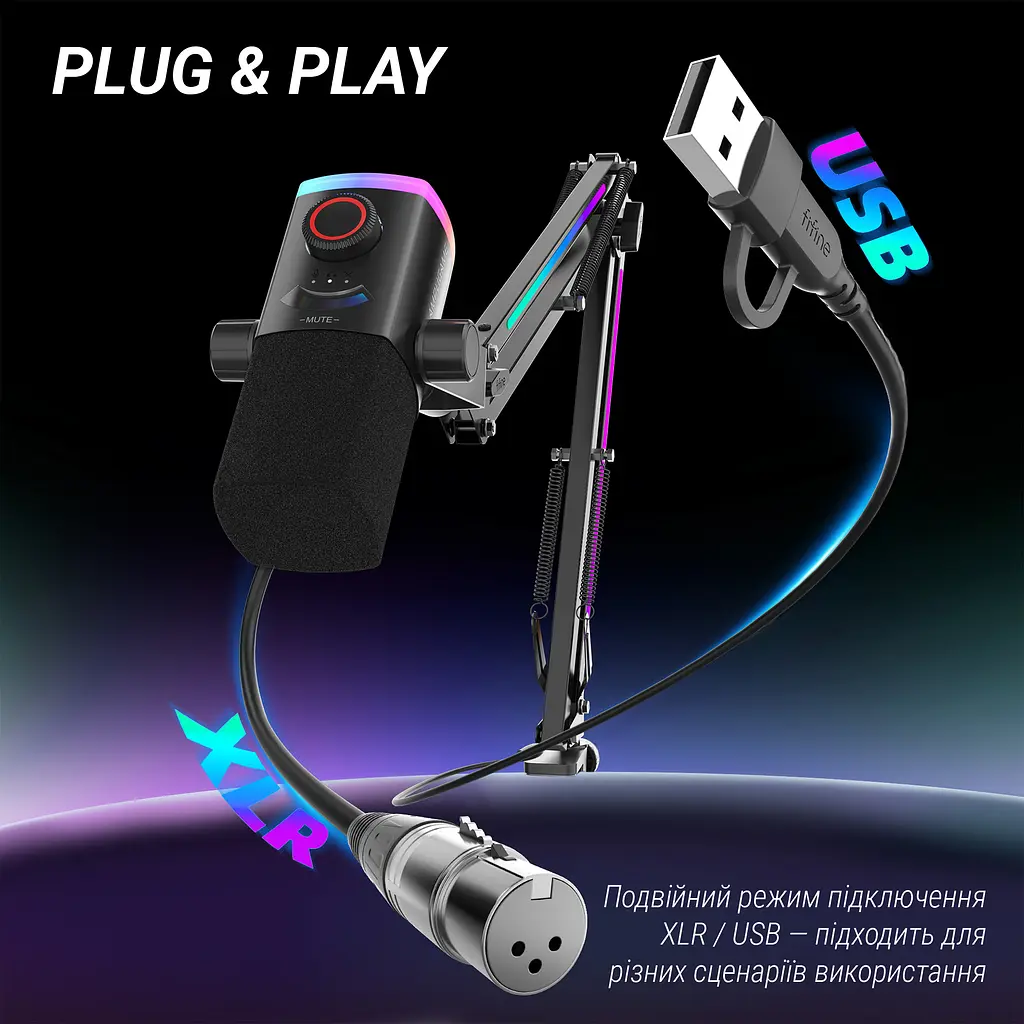 Микрофон динамический Fifine AM8PROT USB/XLR Black (AM8PROT) - фото 5