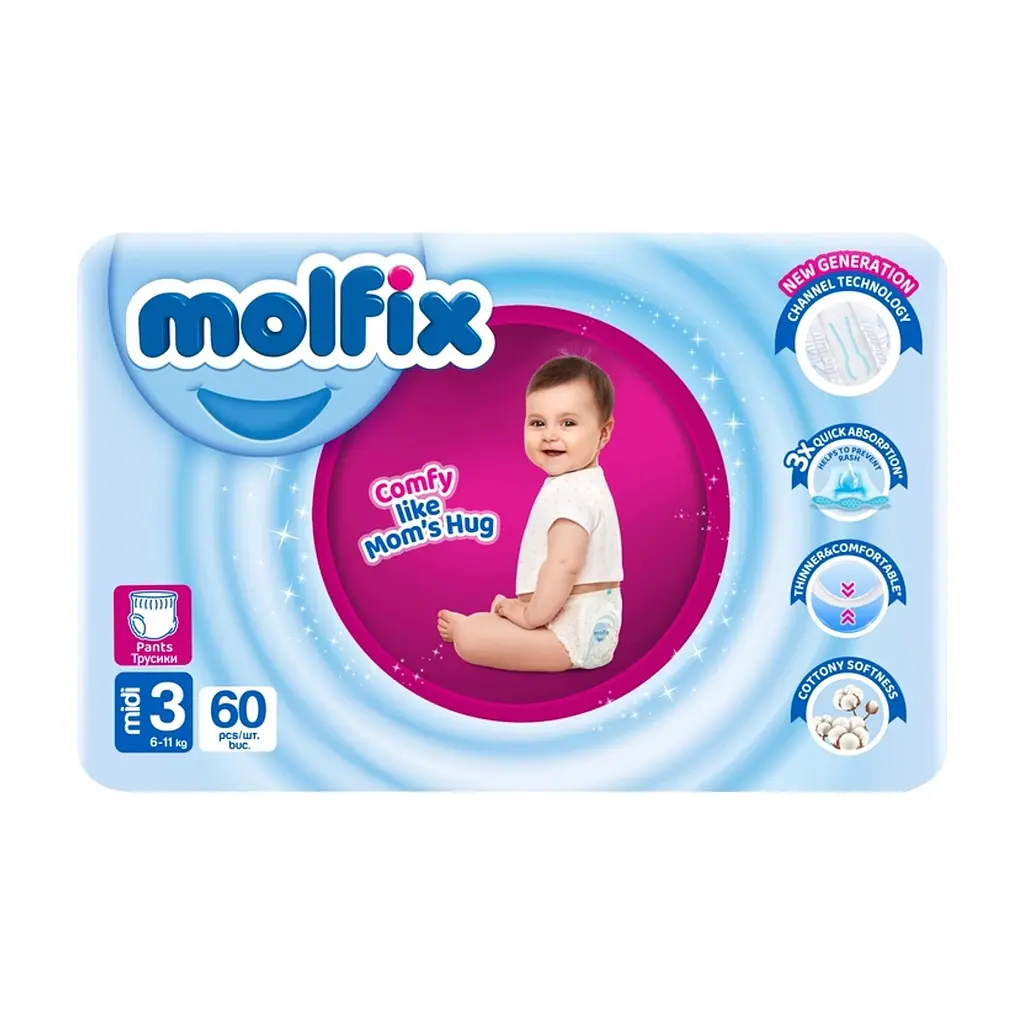 Підгузки Molfix Трусики 3 midi 6-11 кг 60 шт (8690536842704)