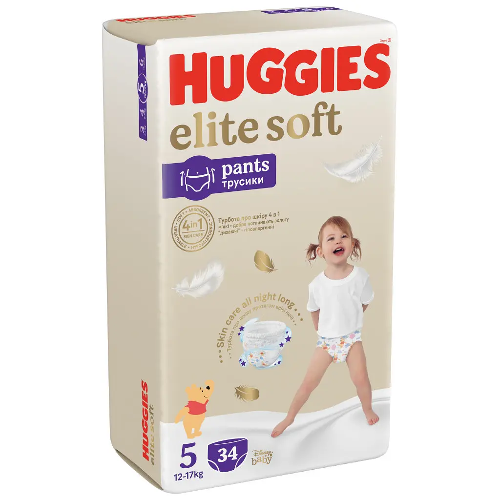 Підгузки Huggies Elite Soft 5 (12-17 кг) Mega 34 шт. (5029053549354) - фото 4