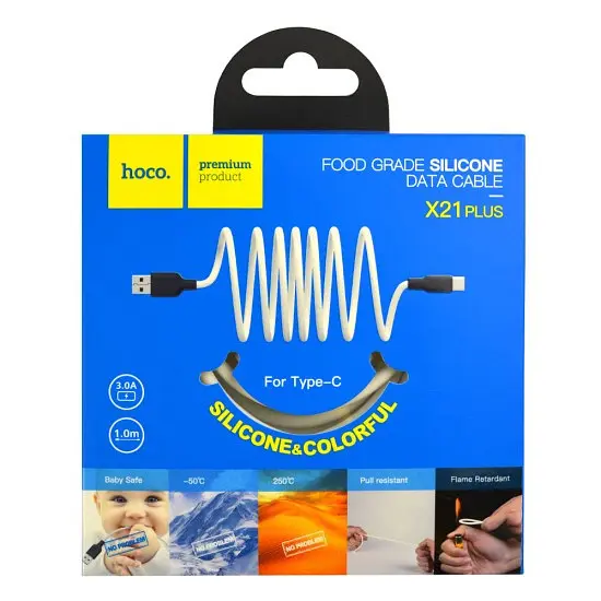 Кабель Hoco X21 Plus Silicone charging cable for Type-C 1 м Чорний Білий - фото 2