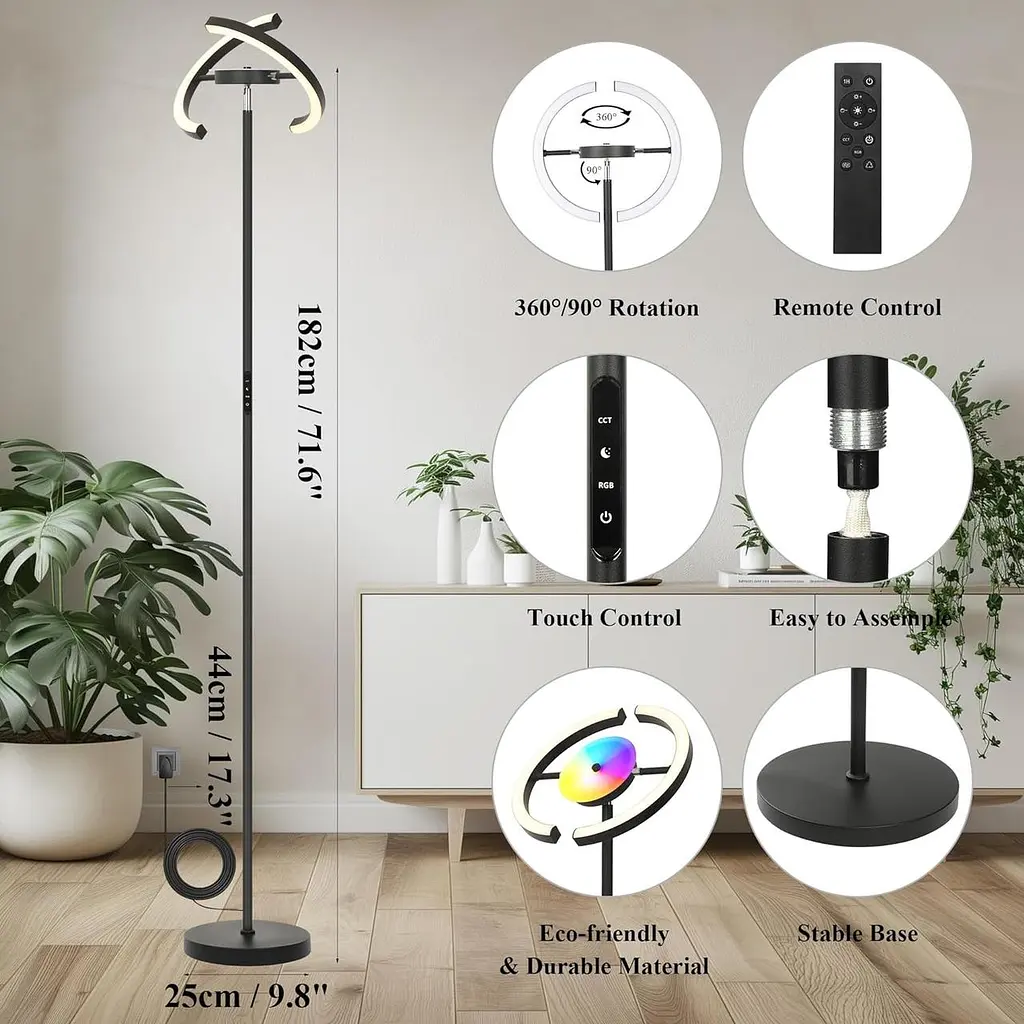 Светодиодный торшер OTREN с регулируемой яркостью, пультом дистанционного управления. - фото 2
