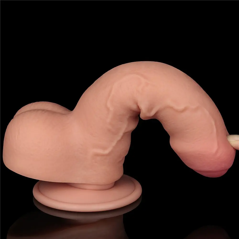 Фаллоимитатор LoveToy Sliding-Skin Dual Layer Dong 7" 18.3 см телесный - фото 10
