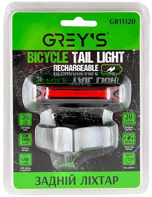 Велосипедний задній ліхтар Grey's LED 6 режимів 80 х 30 х 15 мм 1 шт (GR11120) - фото 3