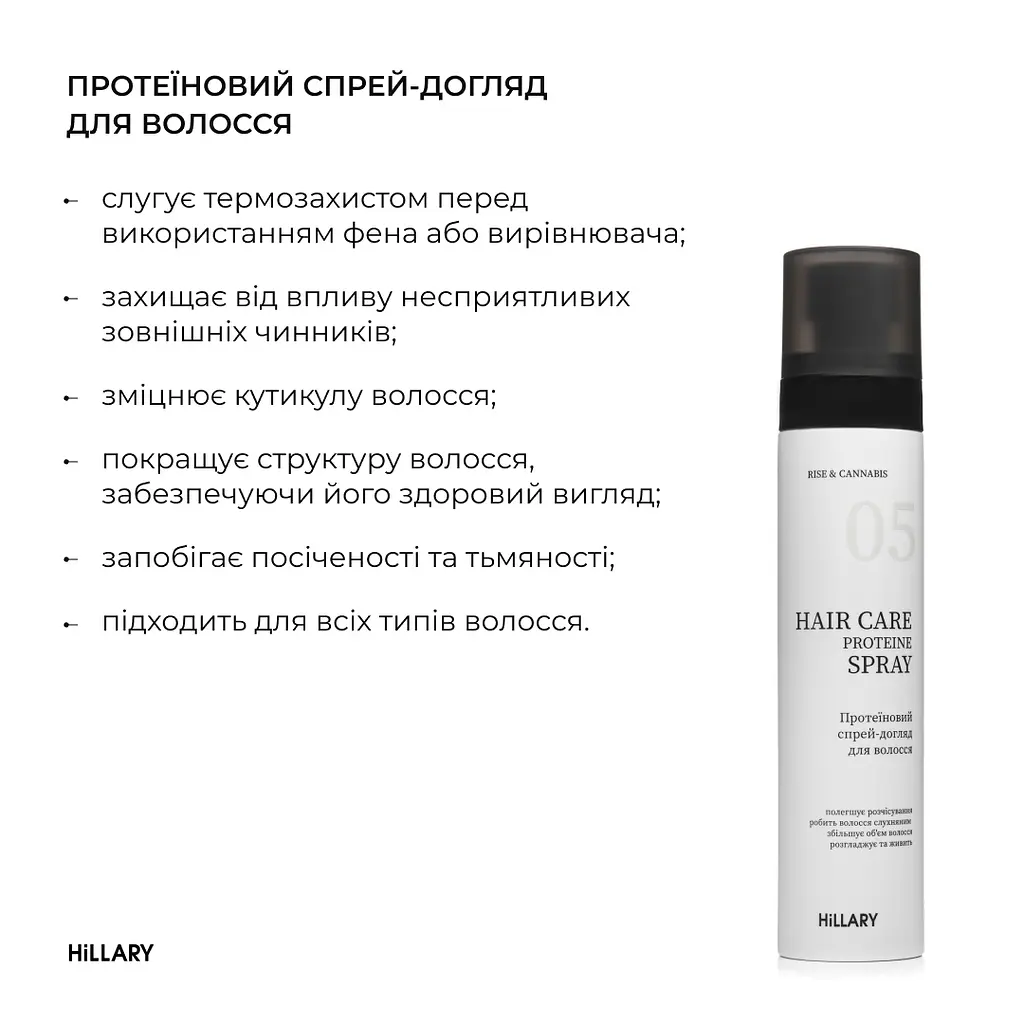 Протеїновий спрей-догляд для волосся Rise & Cannabis Hair Care Protein Spray Hillary 100 мл - фото 7