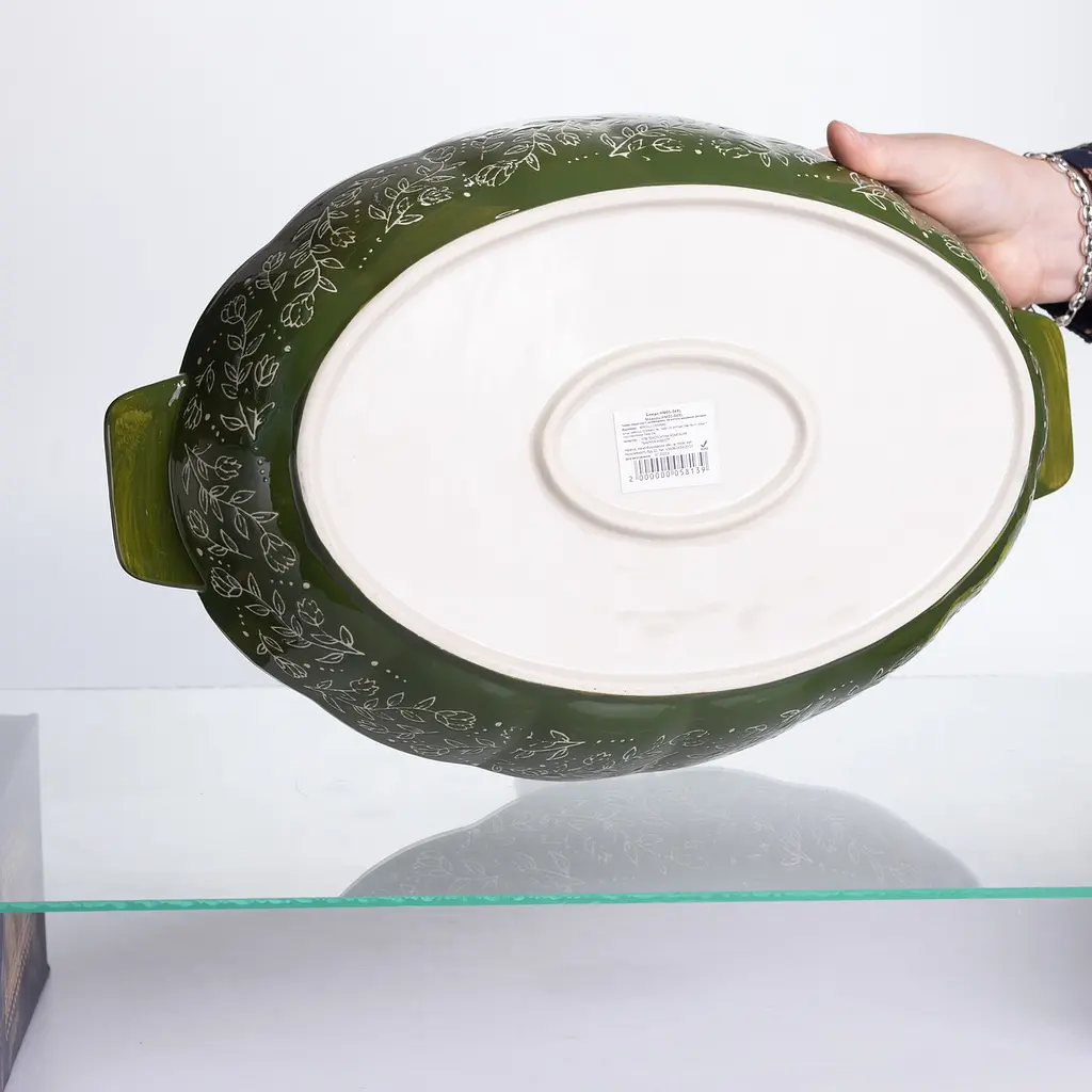 Форма для запекания Vintage 40×25×6.5 (см) овальная форма для выпекания в духовке с ручками Зеленый Yiwu HM05-04 - фото 8
