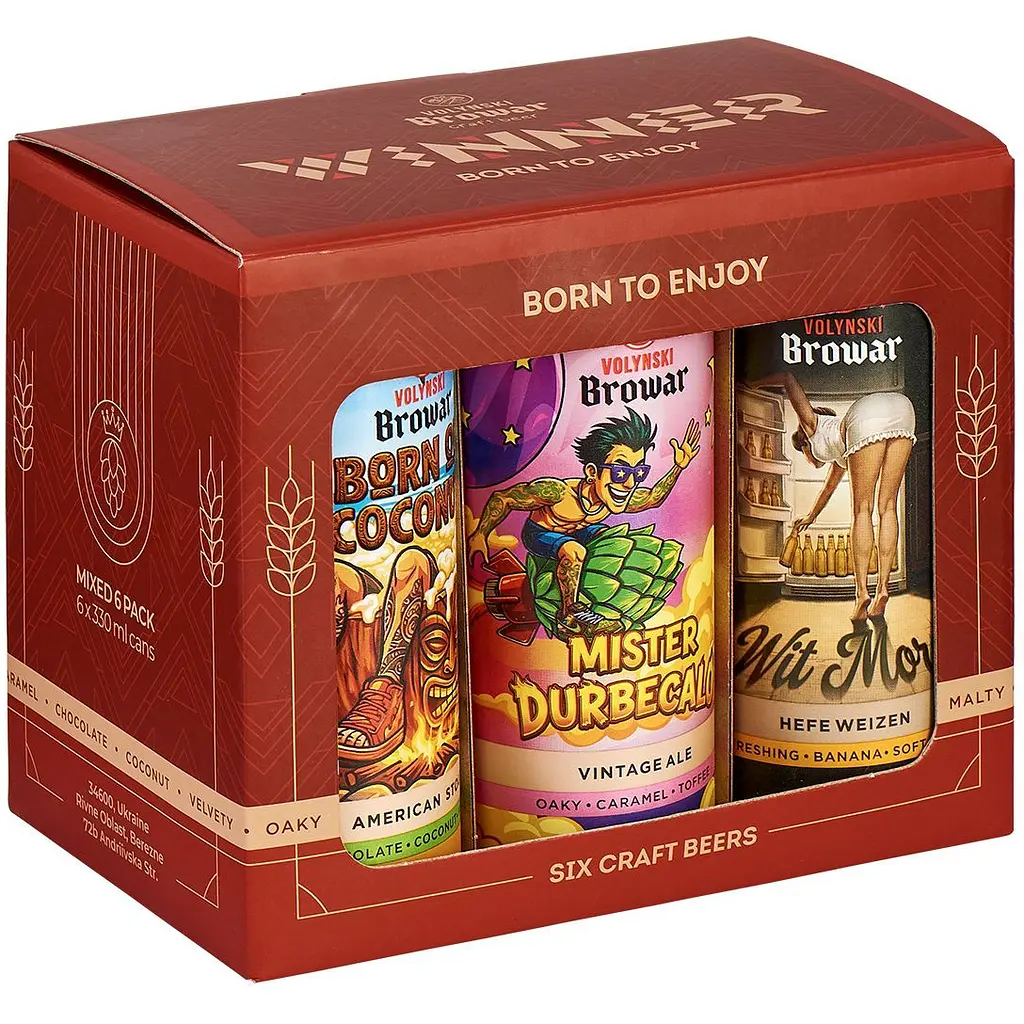 Набір пива Mikki Brew Winner, 4,9-8,5%, 1,98 л (6 шт. по 0,33 л)
