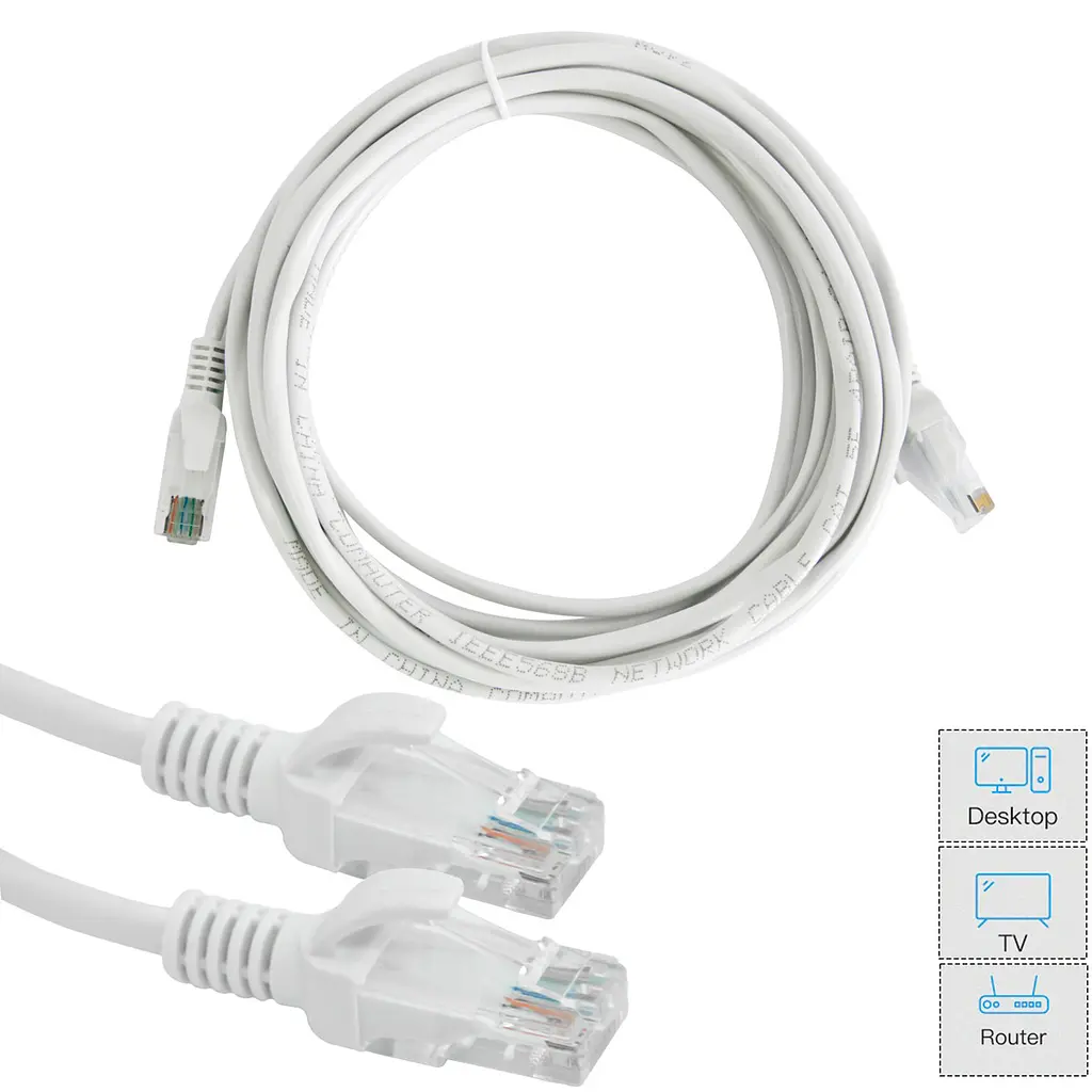 Кабель для інтернету Cat 5E "HX" білий патч корд 4.5м - LAN кабель для роутера RJ45 - фото 2
