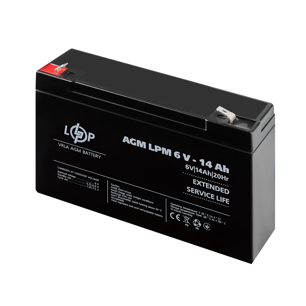 Аккумулятор AGM LPM 6V - 14 Ah - фото 3
