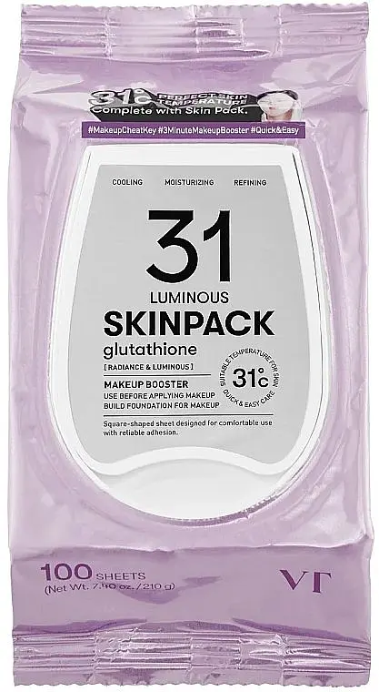 Освітлюючі маски-пади для обличчя с глутатионом 100 шт VT Cosmetics Luminous Skin Pack