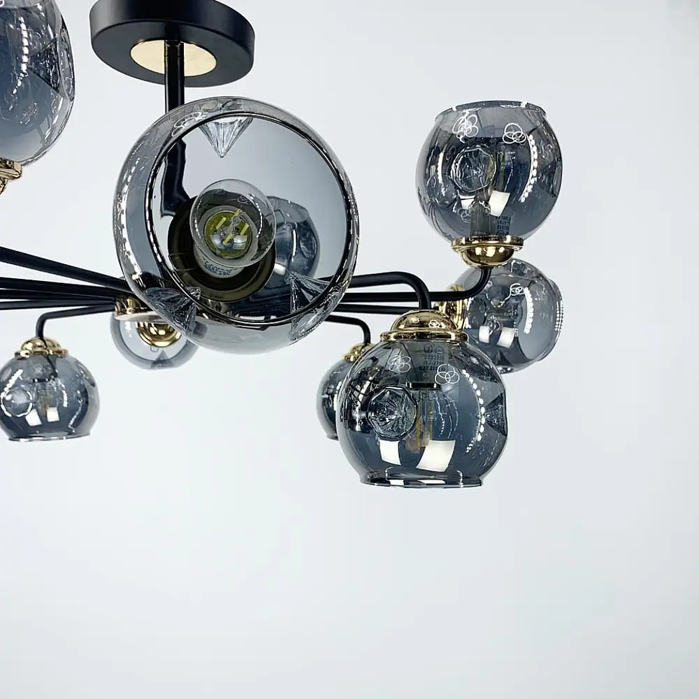 Потолочная люстра на 12 ламп с плафонами графит Line.F 81846/12. - фото 3