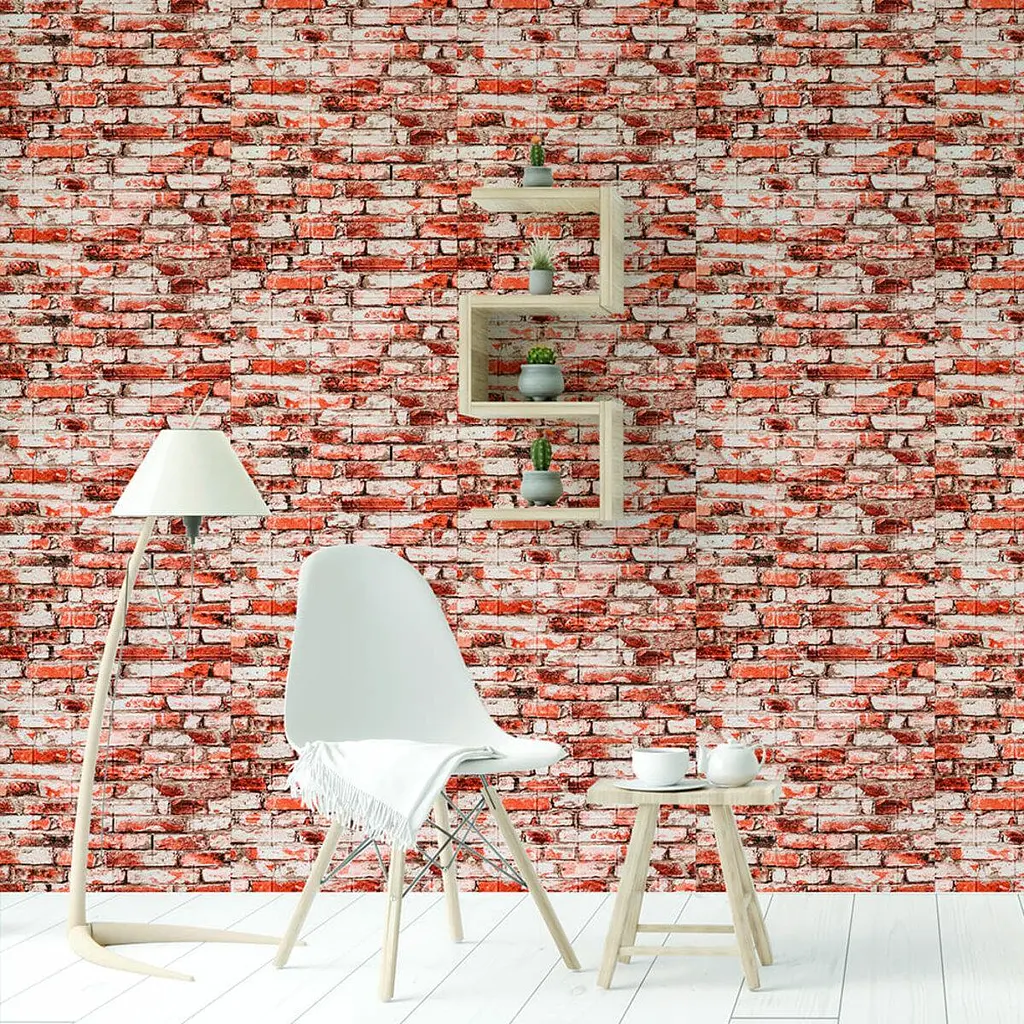 Декоративна 3D панель Sticker Wall 700х770х4мм Червоно-біла цегла 341 SW-00000533 - фото 5