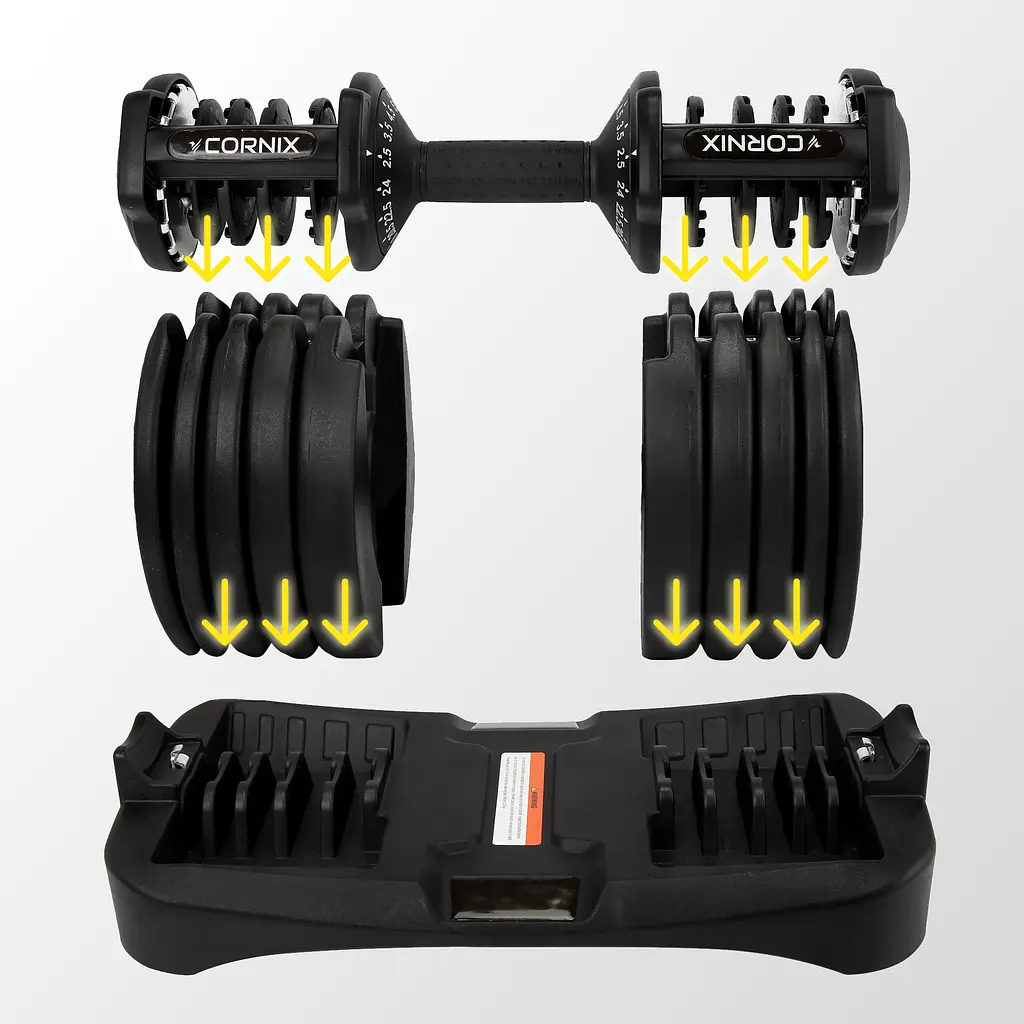 Гантеля з регульованою вагою Cornix 2.5-24 кг XR-0405 Black - фото 4