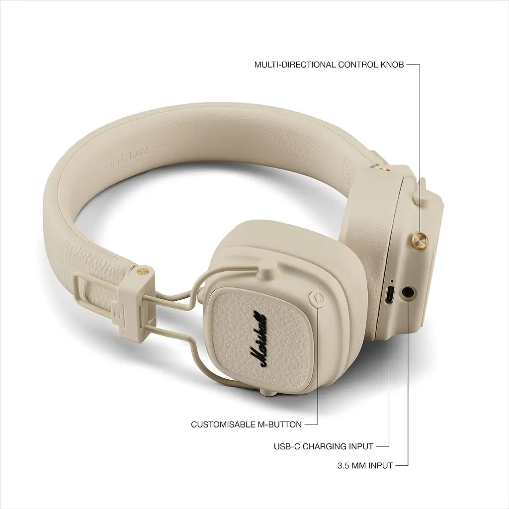 Навушники Marshall Major V Cream Original (Підтримка офіційного додатку)(1006833) - фото 5