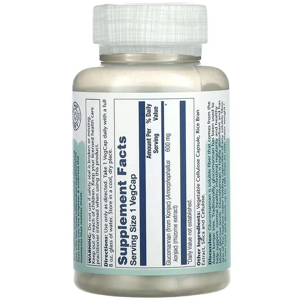 Глюкоманан Solaray Glucomannan Rhizome Extract 600 мг 100 веганських капсул - фото 2