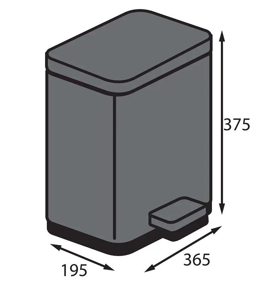 Відро для сміття з плавним закриттям прямокутне Koer TC-010315-07 15 л graphite KR5604, Графит - фото 5