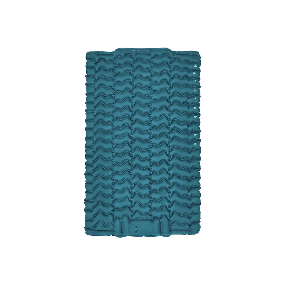 Матрац туристичний надувний двомісний Naturehike CNK2550WS019, 200х125х6.5 см, синій із вбудованою помпою для надування