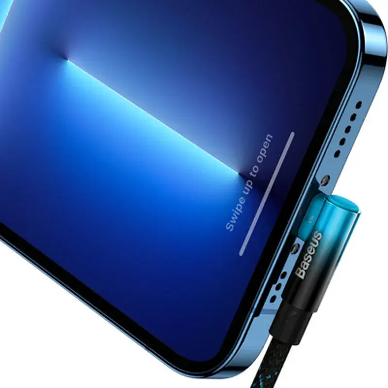Дата кабель USB-C to Lightning 1.0m 20W 90° corner black/blue Baseus (CAVP000221) - фото 6