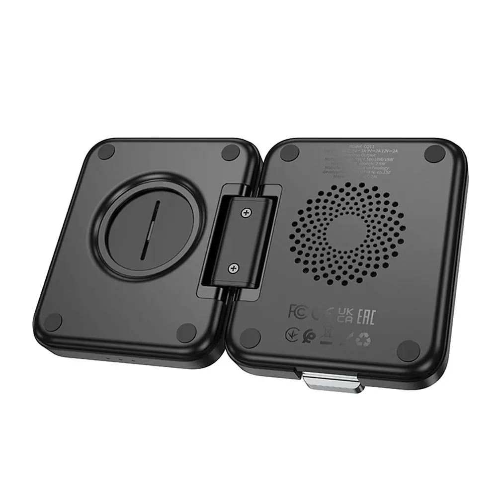 Бездротовий індукційний зарядний пристрій Hoco CQ11 3-in-1 MagSafe 15W Black (35188_3345262) - фото 7
