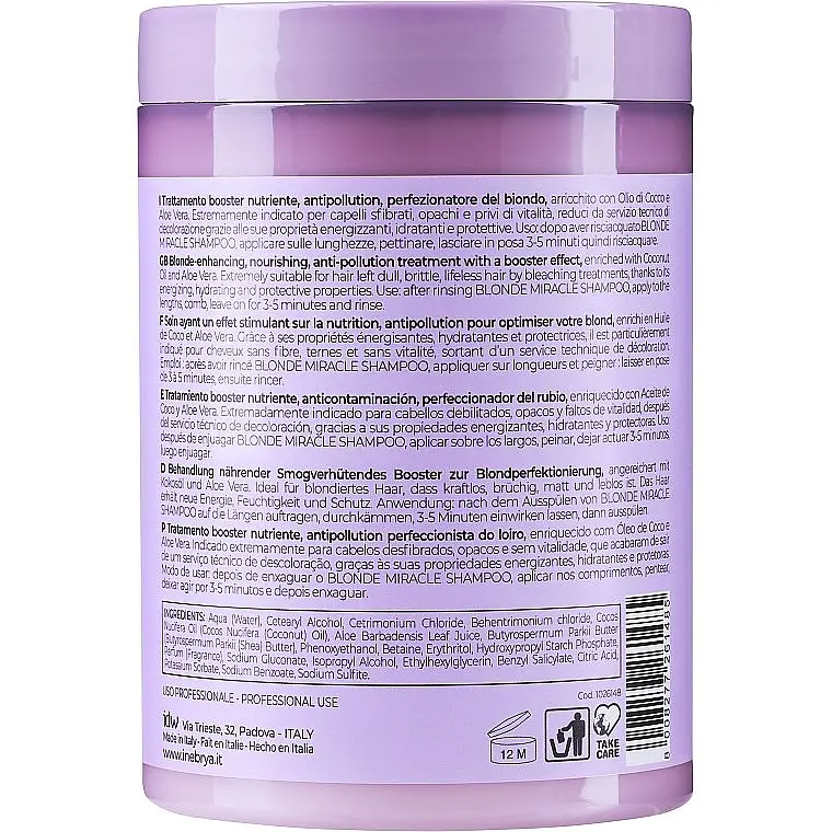 Интенсивная питательная маска для блонд Inebrya Blonde Miracle Nectar 1 л - фото 2